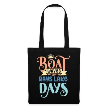 Bateau Vagues Soleil Rayons Lac Jours - Sac en tissu - noir - Devant