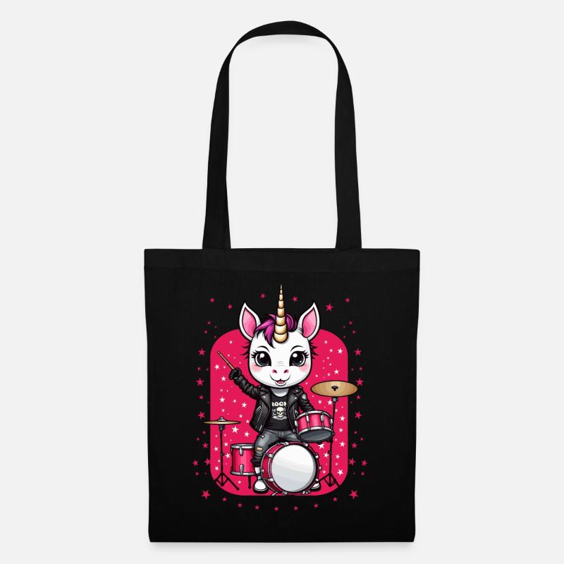 Punk Rock Einhorn - Stoffbeutel - Schwarz