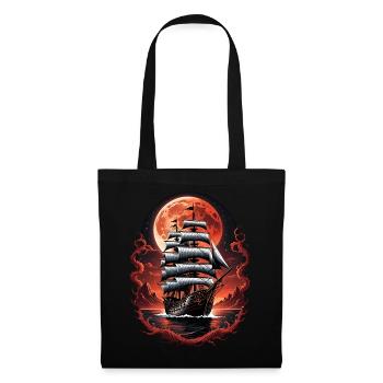 Pirate Ship Blood Moon Gothic Fantasy Design - Tote Bag - black - Front