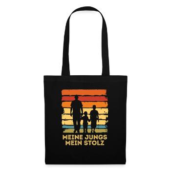 Father with two sons vintage Father's Day - Tote Bag - black - Front