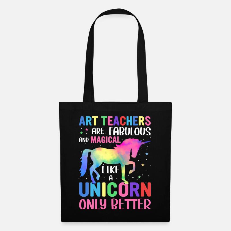 Bunte Einhorn-Kunst, die Lehrer lieben - Stoffbeutel - Schwarz
