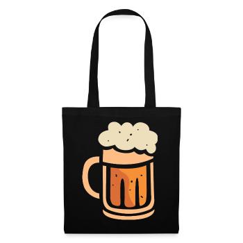 Beer Mug with Foam – Funny Cartoon Design - Tote Bag - black - Front