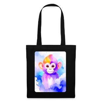 Little Monkey (Portrait) (Purple Watercolor) - Tote Bag - black - Front