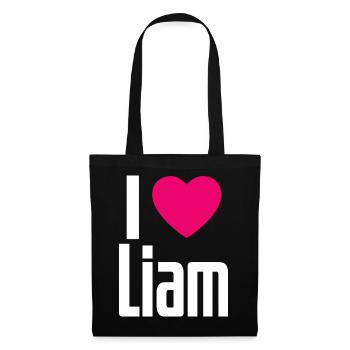 I Love Liam Pinkes Herz Ich liebe Liam - Stoffbeutel - Schwarz - Vorne