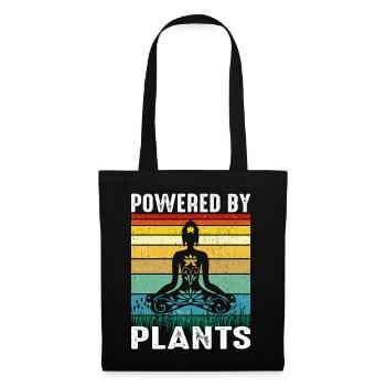 Design rétro de yoga végan – Alimenté par des plantes - Sac en tissu - noir - Devant
