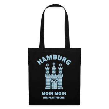 Hambourg – Moin Moin Ihr Plattfische Plattdeutsch S - Sac en tissu - noir - Devant