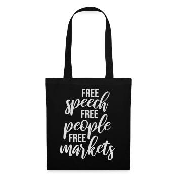Free Speech Markets People Libertär Freiheit Logo - Stoffbeutel - Schwarz - Vorne