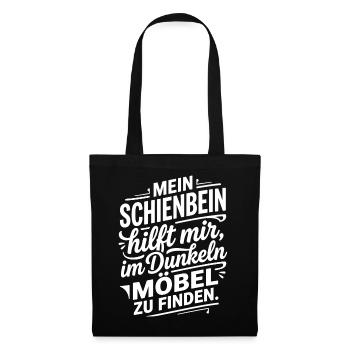 Schienbein trifft Möbel Humor Spruch - Stoffbeutel - Schwarz - Vorne