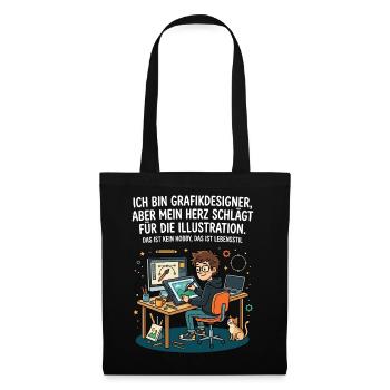 Grafikdesigner Illustration Leidenschaft - Stoffbeutel - Schwarz - Vorne