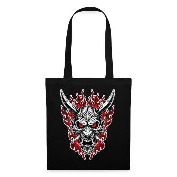 Masque Oni Enfer Portrait Rouge Noir - Sac en tissu - noir - Devant