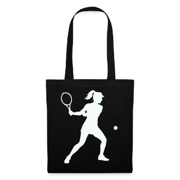 Tennis silhouette im Schwung - Stoffbeutel - Schwarz - Vorne