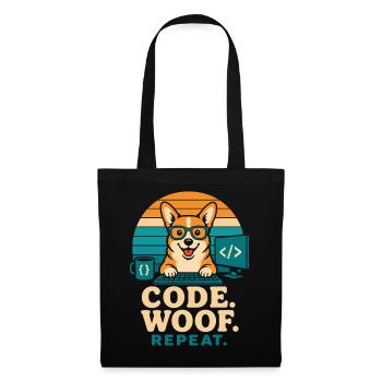 Code Woof Repeat Programmer Corgi - Tote Bag - black - Front
