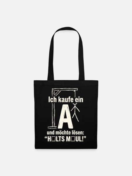 Galgenmännchen: Ich kaufe ein A - Halts Maul - Stoffbeutel - Schwarz