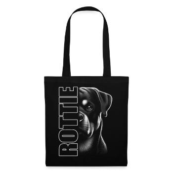 Portrait du rottweiler avec lettres ROTTIE - Sac en tissu - noir - Devant