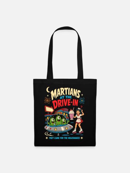 Marsianer im Drive-In Diner - Stoffbeutel - Schwarz