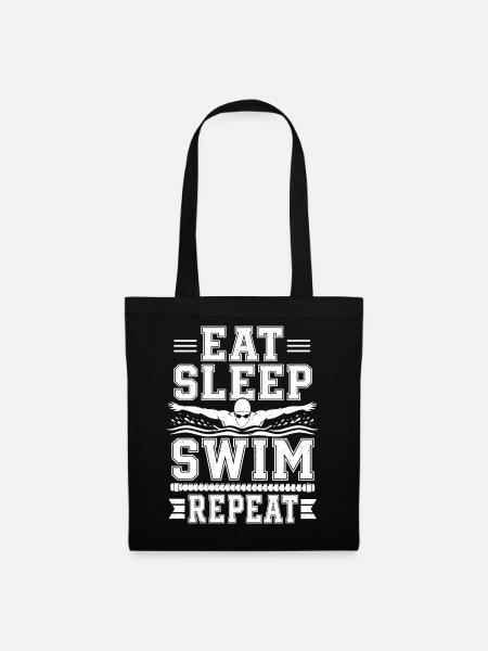 Schwimmer schwimmen Repeat-Swim Pool-fun Schwimm - Stoffbeutel - Schwarz