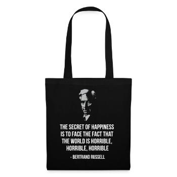 Bertrand Russells Zitat über Glück - Stoffbeutel - Schwarz - Vorne