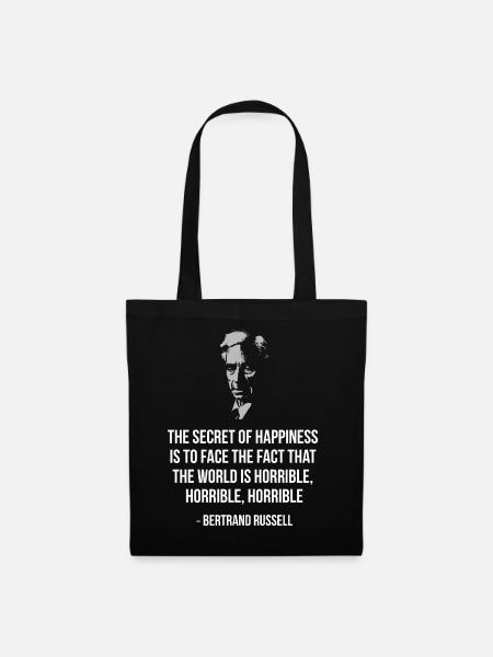 Bertrand Russells Zitat über Glück - Stoffbeutel - Schwarz