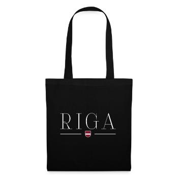 Riga, Lettland Stil Design T-Shirt - Stoffbeutel - Schwarz - Vorne