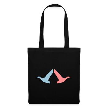 ★ Couleurs de conception modifiables ★ Deux oiseaux en vol - Sac en tissu - noir - Devant