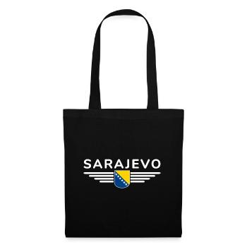 Sarajevo Bosnien Fan T-Shirt - Stoffbeutel - Schwarz - Vorne