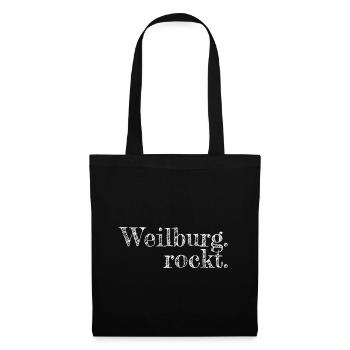 Weilburg rockt - Textdesign mit Stadtnamen - Stoffbeutel - Schwarz - Vorne