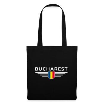 Bukarest T Shirt für Rumänien Fans Outfit - Stoffbeutel - Schwarz - Vorne