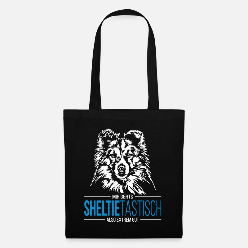SHELTIETASTISCH Sheltie Shetland Sheepdog - Stoffbeutel - Schwarz