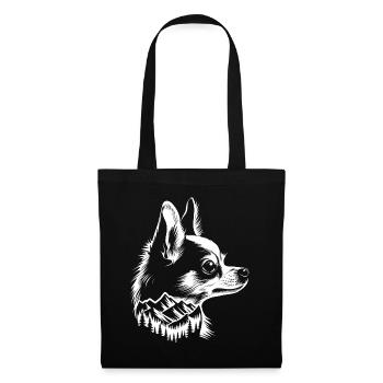 Hund Chihuahua Berg - Stoffbeutel - Schwarz - Vorne