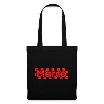 Damier Texte Prénom Homme Nom Marco - Sac en tissu - noir - Devant