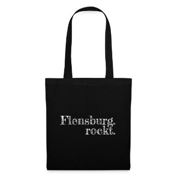 Flensburg rockt - Textdesign mit Stadtnamen - Stoffbeutel - Schwarz - Vorne