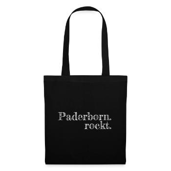 Paderborn rockt - Textdesign mit Stadtnamen - Stoffbeutel - Schwarz - Vorne