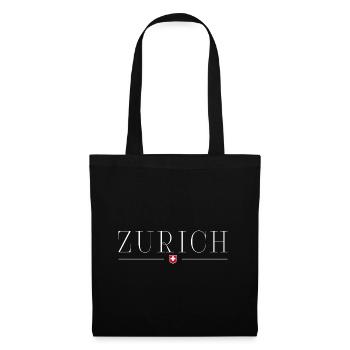 Zürich, Schweiz Stil Design T-Shirt - Stoffbeutel - Schwarz - Vorne