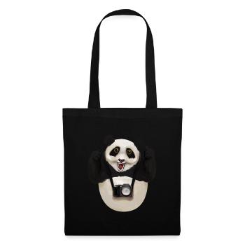 Panda Pandabär Fotograf Fotografie Photo Geschenk - Stoffbeutel - Schwarz - Vorne