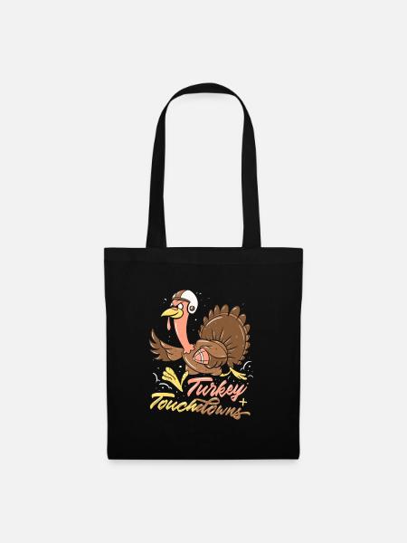 Truthahn Thanksgiving Football Turkey Touchdowns - Stoffbeutel - Schwarz