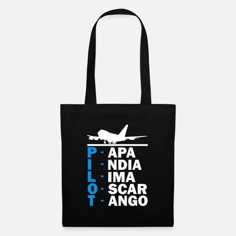 Flugzeug Pilot Geschenk I Flugsport Flieger - Stoffbeutel - Schwarz