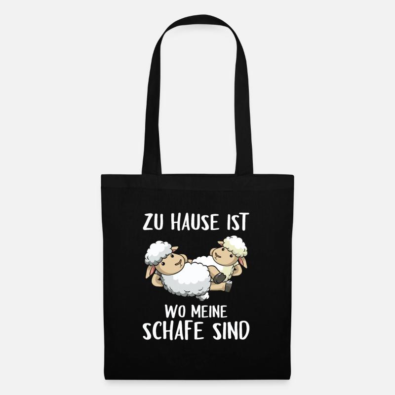 Zu Hause ist wo meine Schafe sind Schäfer Geschenk - Stoffbeutel - Schwarz