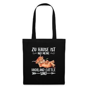 Hochlandrind Hochland Rind Highland Cattle Kuh - Stoffbeutel - Schwarz - Vorne