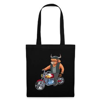 Hochlandrind Highland bovins vache motard moto - Sac en tissu - noir - Devant