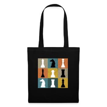 Joueur d'échecs art échiquier rétro vintage cadeau - Sac en tissu - noir - Devant