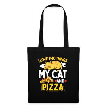 I love two things my cat and pizza funny cat - Stoffbeutel - Schwarz - Vorne