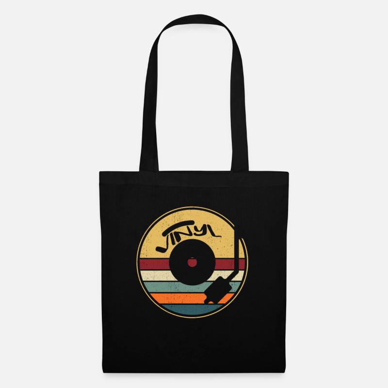 Retro Vinyl Schallplatte - Stoffbeutel - Schwarz
