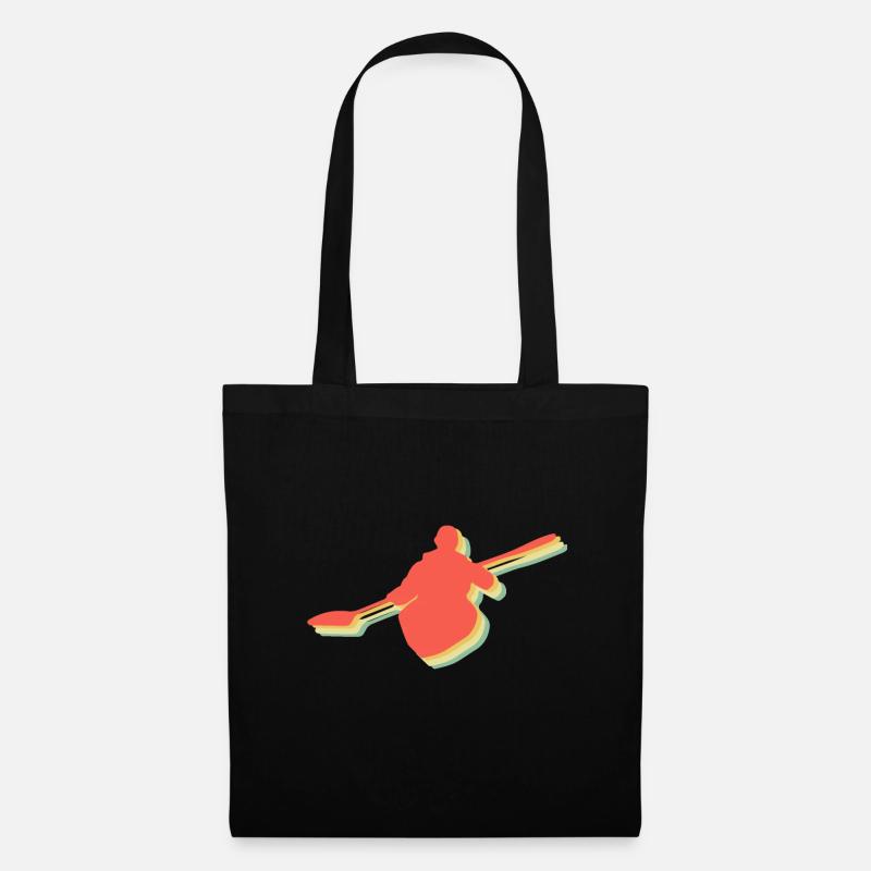 Retro Kajak Kayak Kajaker - Stoffbeutel - Schwarz