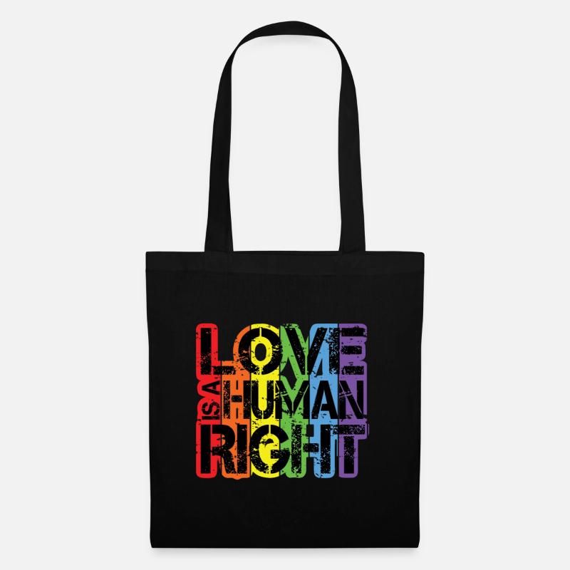 Liebe ist ein Menschenrecht - Regenbogen-LGBT-Herz - Stoffbeutel - Schwarz