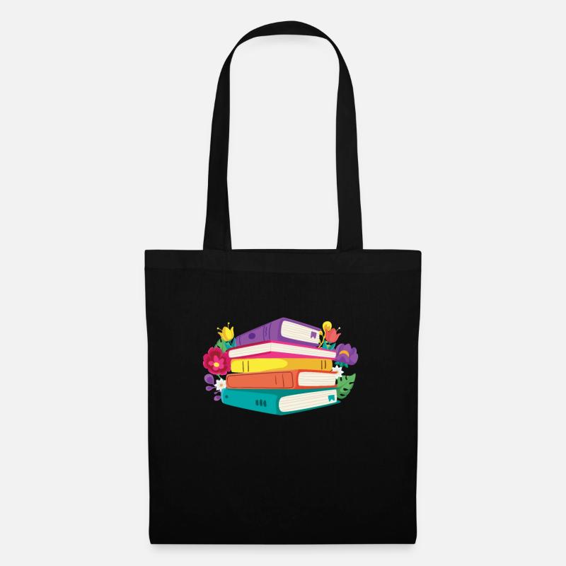 Bücherwurm Buch Lesen Leseratte - Stoffbeutel - Schwarz