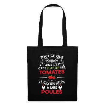 Cadeau Tomate Drôle Jardin Jardinier Humour Poules - Sac en tissu - noir - Devant