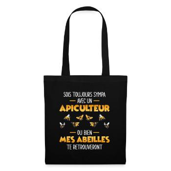 Apiculteur Humour Abeille idée cadeau - Sac en tissu - noir - Devant