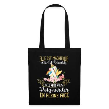 Licorne humour cadeau - Sac en tissu - noir - Devant