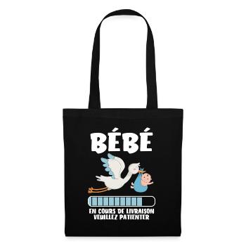 Bébé en cours de livraison - humour grossesse - Sac en tissu - noir - Devant