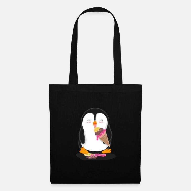 Pinguin isst Eiscreme - Stoffbeutel - Schwarz